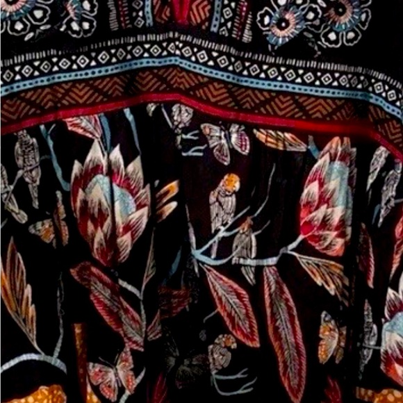 Anthropologie V-Neck Plunge Tunic Mini Dress Black Motif Animal Print size small - Picture 5 of 6